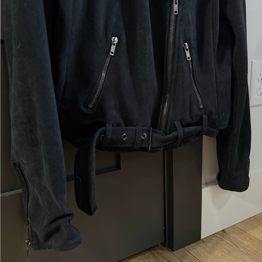 Astr the Label Women’s Moto Jacket Black Faux Suede Small Biker Jacket - Picture 5 of 12